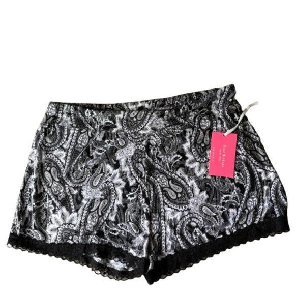 Isaac Mizrahi New York Blk/White Paisley Print Rayon Sleep/Lounge Shorts L #A - Picture 1 of 4